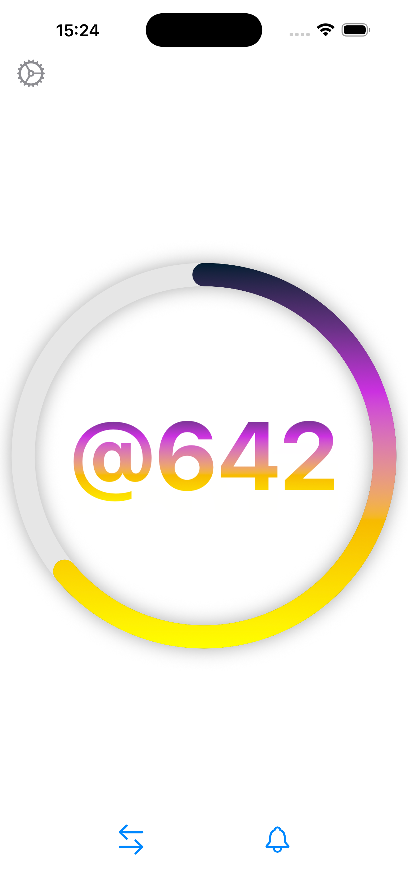 iPhone App main screen